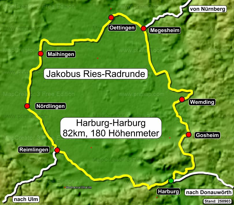 Jakobus-Ries-Radrunde Route