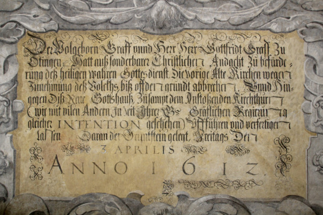 Inschrift Wandfresko St. Barbarakirche